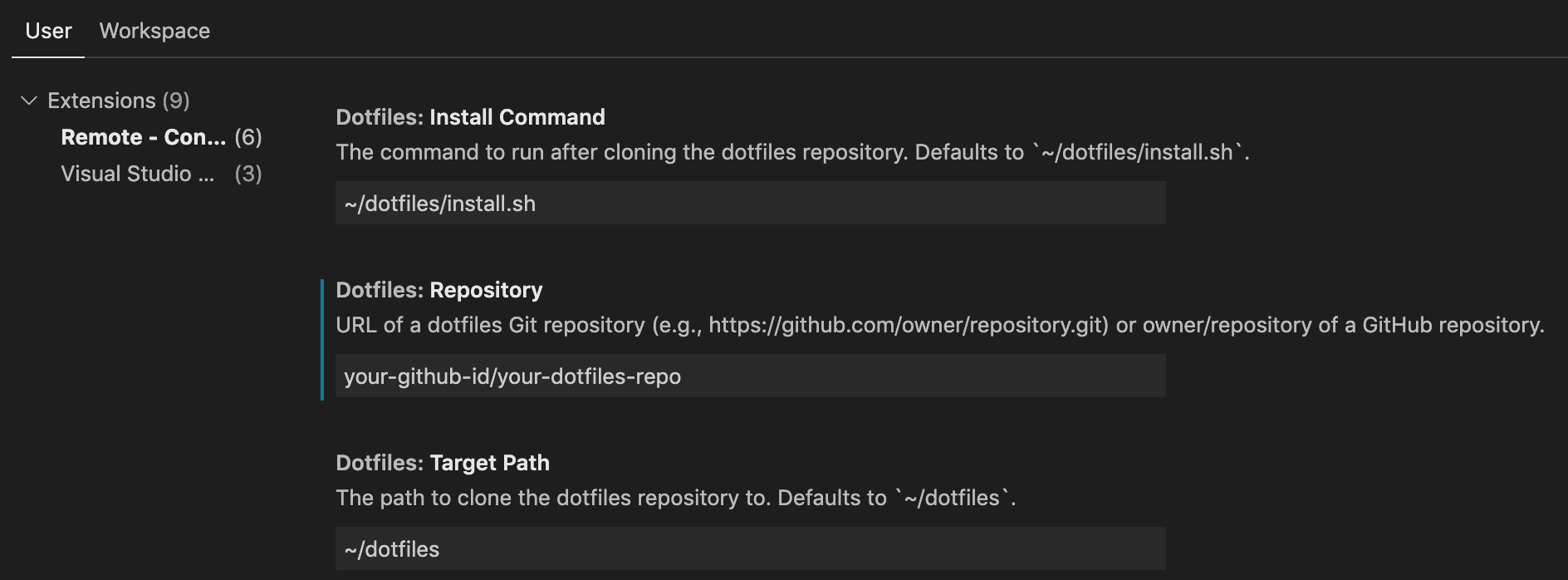 Vscode remote container dotfiles 