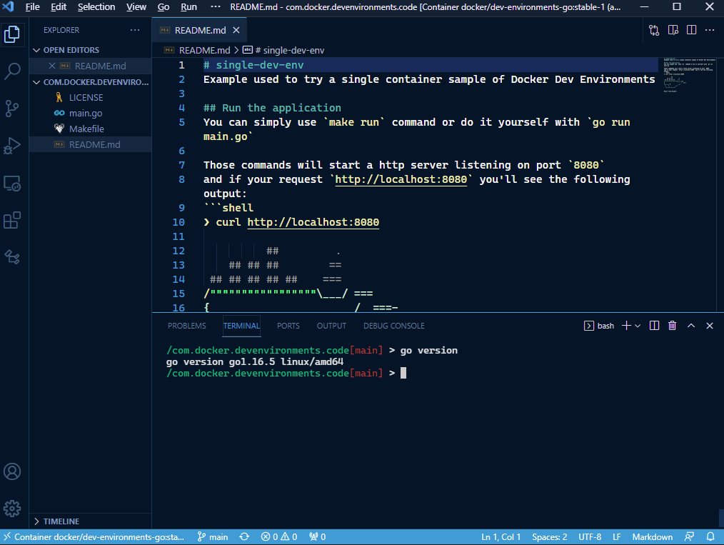 Docker dev environments 